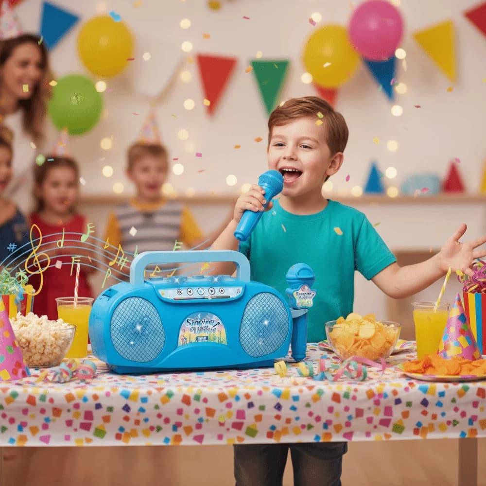 Microphone Machine Wireless Karaoke Children's Plastic Connect Phone Singing Machine with Light Karaoke Machine Gifts