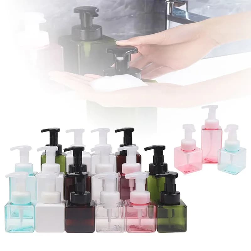 Dispenser di Sapone Portatile con Pompa per Schiuma, Bottiglia da 250/450/650ml, Erogatore Manual per Sapone Schiumogeno, Gel Shower Liquido, Container per Bagno
