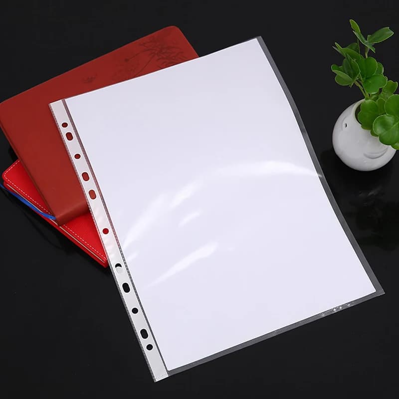 Cartelle con tasche perforate in plastica trasparente A4 Manicotti per archiviazione 11 fori Documenti a fogli mobili Protezioni per fogli fichario organizador