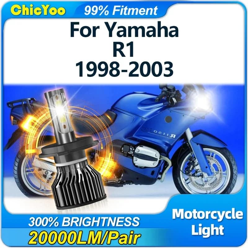 H4 LED Headlight Bulb 120W 20000LM Super Bright Motorcycle Lamp 6000K White For Yamaha R1 1998 1999 2000 2001 2002 2003