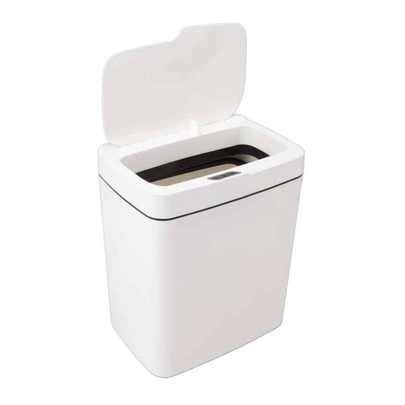 Cestino Automatico 18L in PP con Sensore di Movimento, a Batteria, Bidone Intelligente con Coperchio per Bagno e Camera da Letto, Bianco