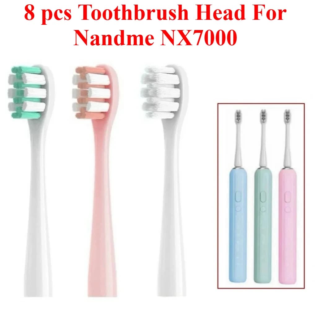 Replacement head for sonic electric toothbrush Nandme NX7000 Brush head with soft DuPont bristles, 8 pieces