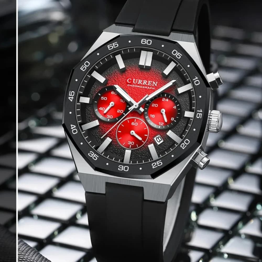 CURREN 8489 New Mens Watches Waterproof Sports Watch Silicone Strap Chronograph Quartz Wristwatch Relogios Masculino+BOX