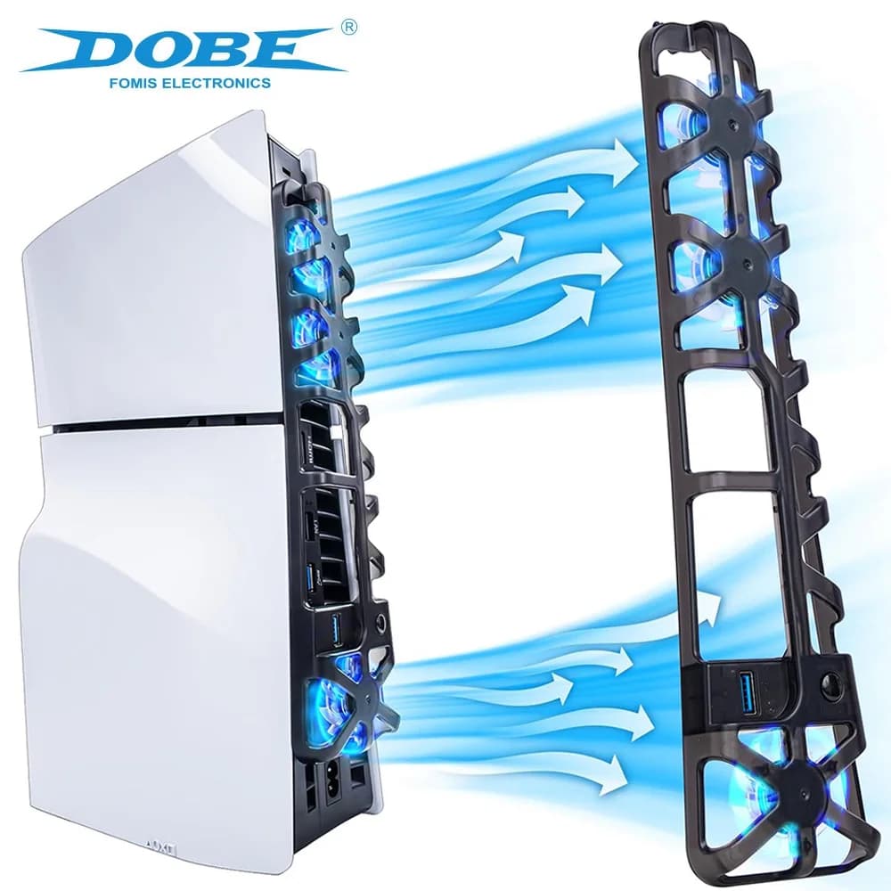 DOBE Per PS5 Slim Accessori Ventola di raffreddamento con luce LED per Playstation 5 Slim Disc e dispositivi digitali Dispositivo di raffreddamento del sistema di raffreddamento