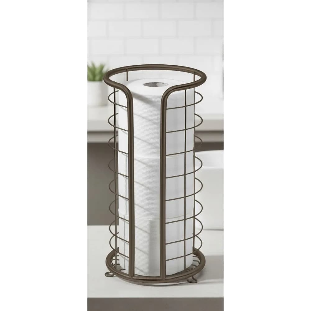 Supporto per carta igienica indipendente - Portaoggetti per 3 rotoli - Organizer da pavimento per bagno in bronzo per piccoli spazi