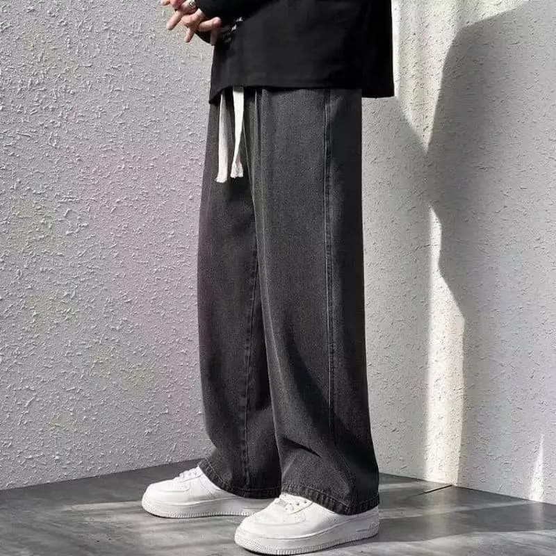 2025 Jeans da uomo Versione coreana Pantaloni casual da studente Jeans larghi dritti a gamba larga High Street Jeans larghi neri grigi blu