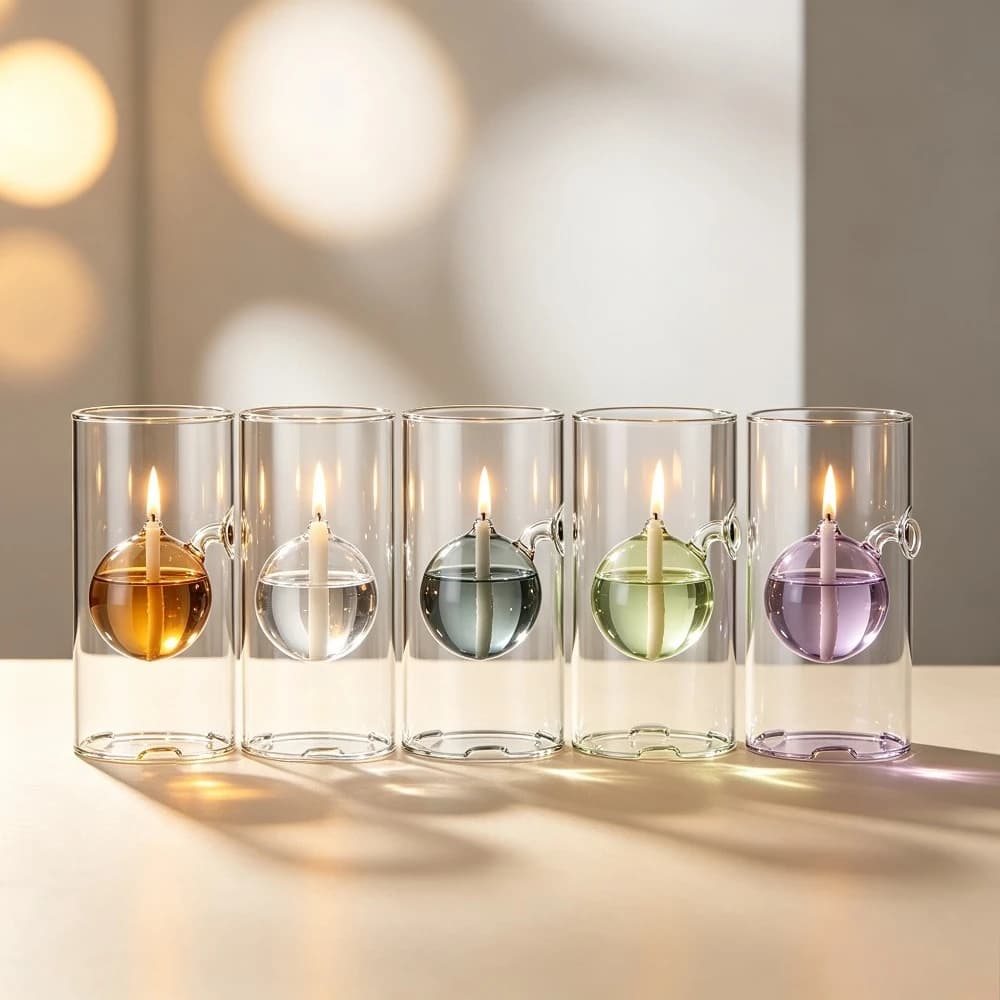 Creative Double Layer Glass Oil Lamp Transparent Ball Oil Container Aesthetic Table Oil Light for Home Party Ornament