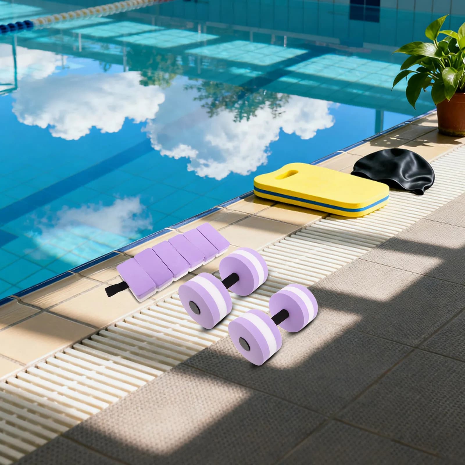 1Set Water Dumbbells Aquatic Exercise Combo Adjustable Swim Belt Pool Workout Resistance Training Gear for Muscle Strength