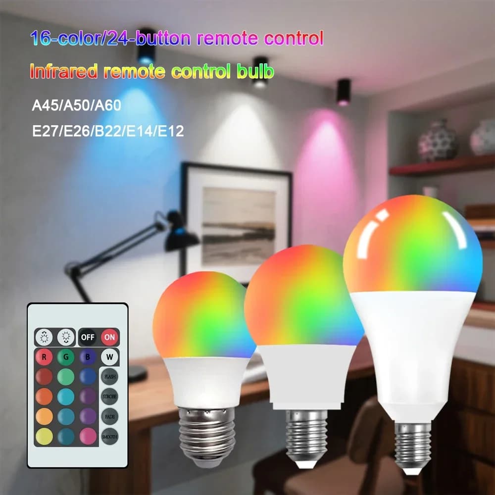 Lampadina RGBW a 16 colori LEDE27B22E14 base 85-265V illuminazione domestica dimmerabile 24 tasti telecomando atmosfera luce al neon