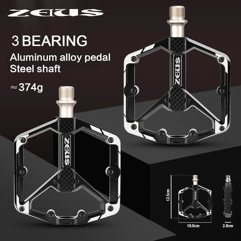 Zeius Mountain Bike Bici da strada Bicicletta a tre cuscinetti Pedali antiscivolo bifacciali ultraleggeri in lega di alluminio