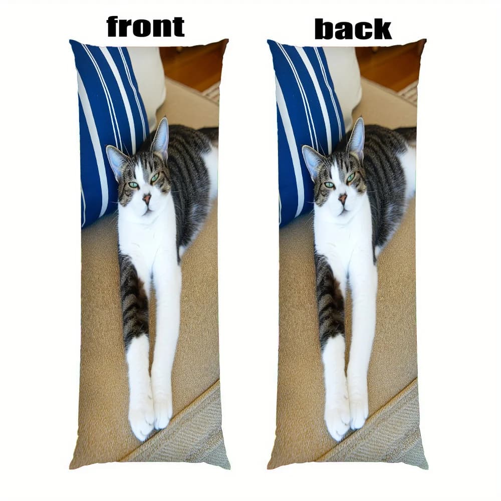 Cute Cat Face Pillow Covers | Double-Sided Print with Zipper, Polyester, Machine Washable - Ideal for Bed, Sofa, Living Room, Pa
