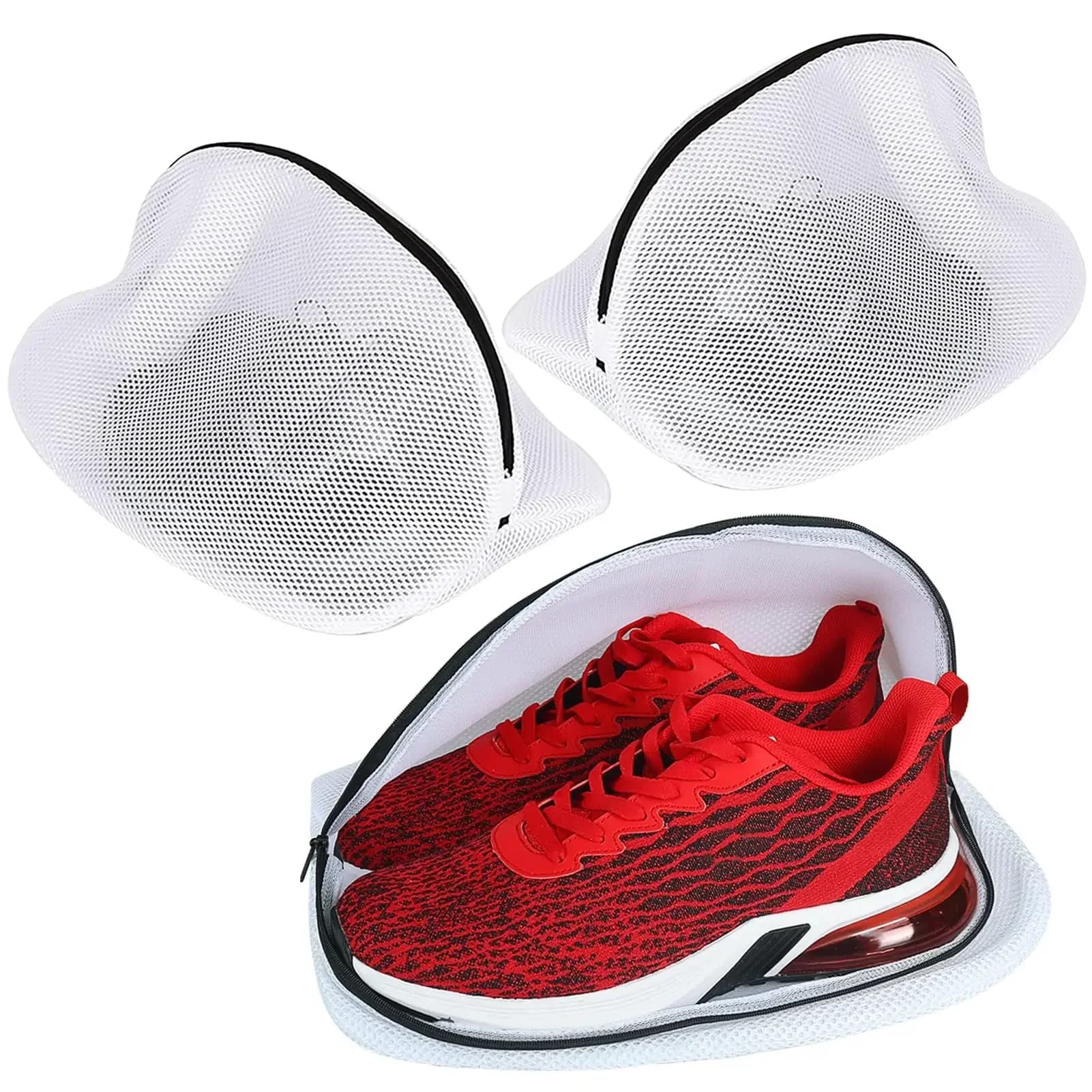 Thick Mesh Shoe Washing Storage Bags, Anti-Deform Sneaker Protector for Washing Machine, Drawstring Travel Shoe Organizer for Sn