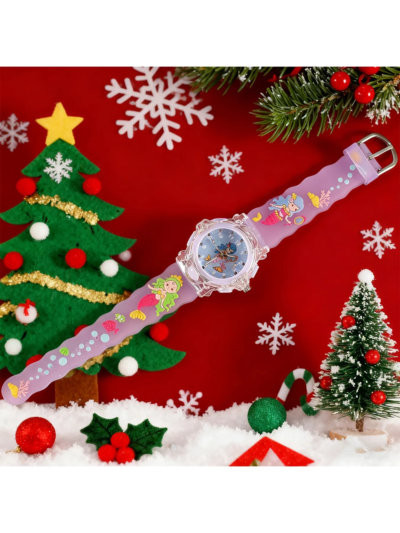 Nuovo orologio elegante a forma di sirena, orologio al quarzo con cinturino in silicone azzurro per uomo e donna, grazioso orologio da polso per studenti