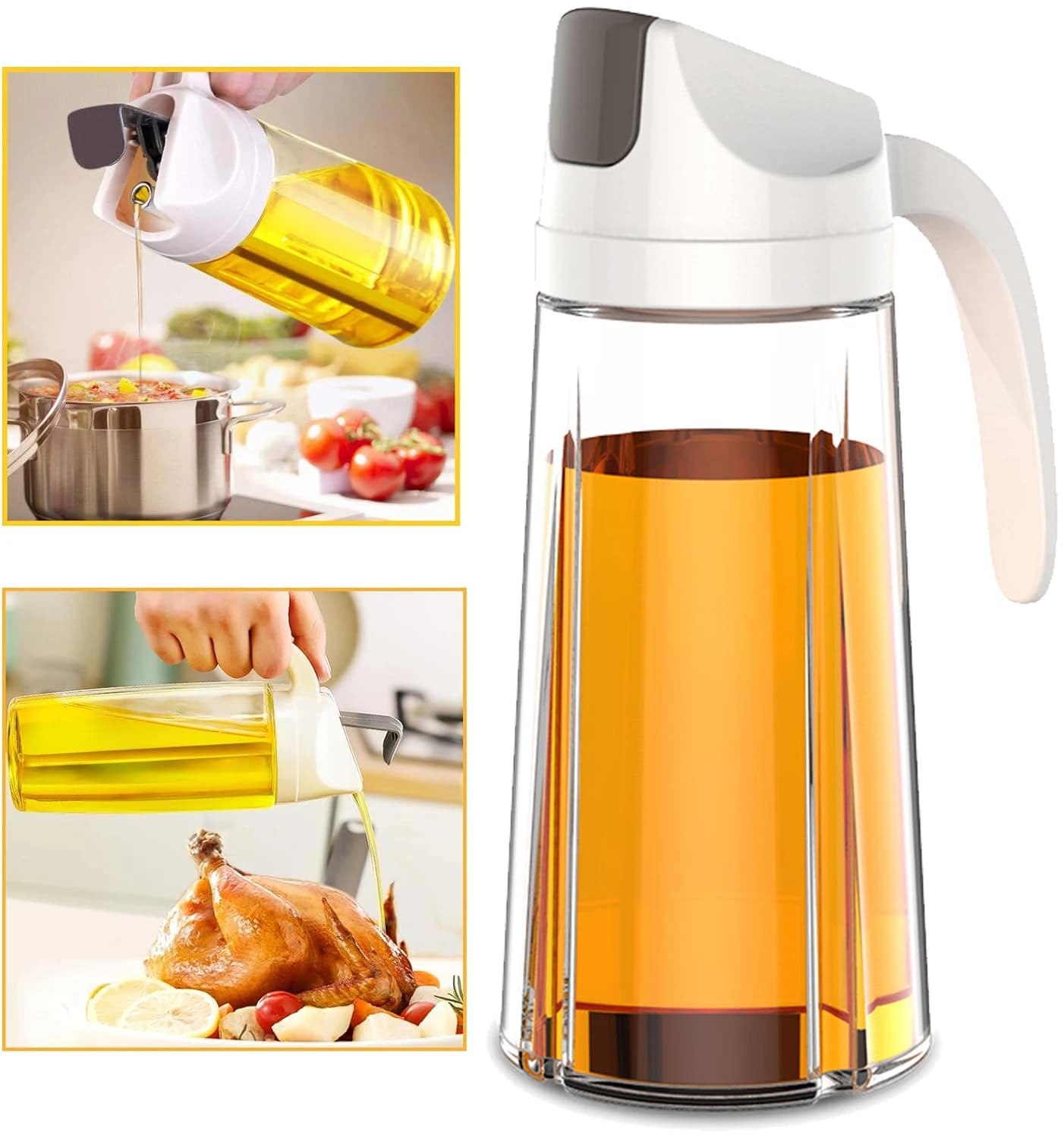 Bottiglia di olio di apertura automatica vaso di olio di vetro bottiglia di stoccaggio di condimento creativo pratico strumento da cucina organizzatore di condimenti liquidi
