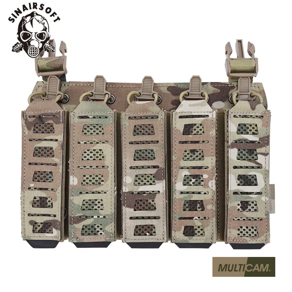 SINAIRSOFT Custodia tattica per caricatore MP5 MP7 con gancio e anello e cinghie di ritenzione elastiche per accessori per gilet pettorale
