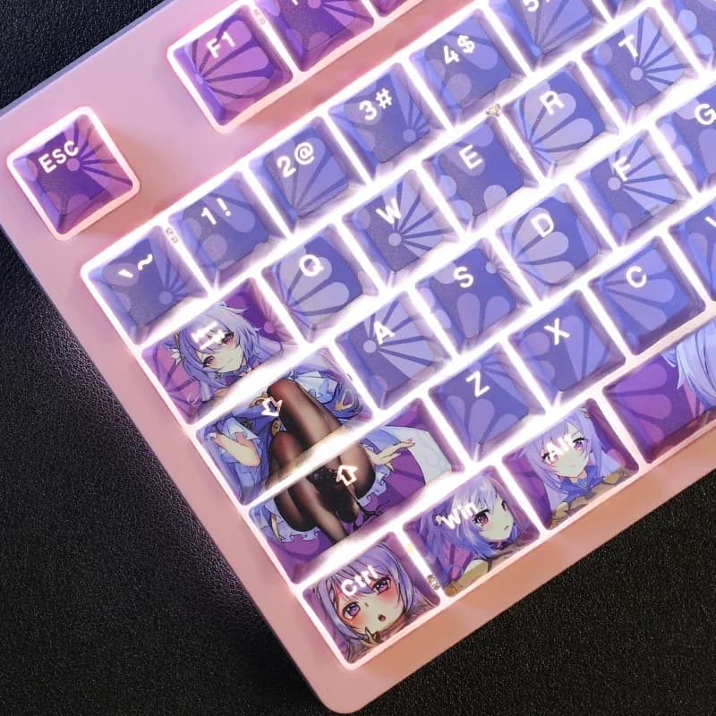 108 tasti/set Copritasti Genshin Impact Keqing Tema per tastiera meccanica KeyCap Anime giapponesi Cusotm Design Cute Girl Copritasti