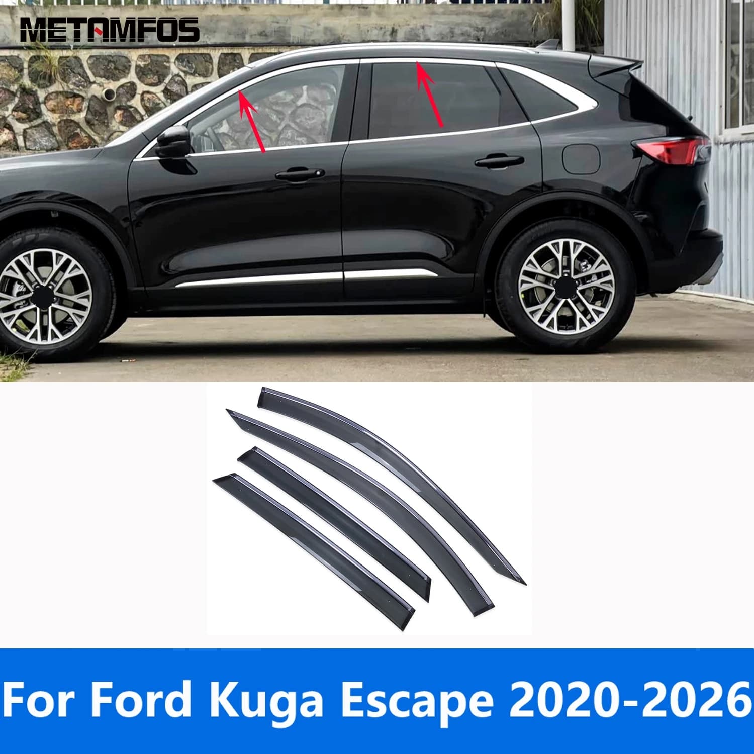 Deflettori Aria Finestrini per Ford Kuga Escape 2020-2024 2025 2026, Protezione Antipioggia e Parasole, Accessori