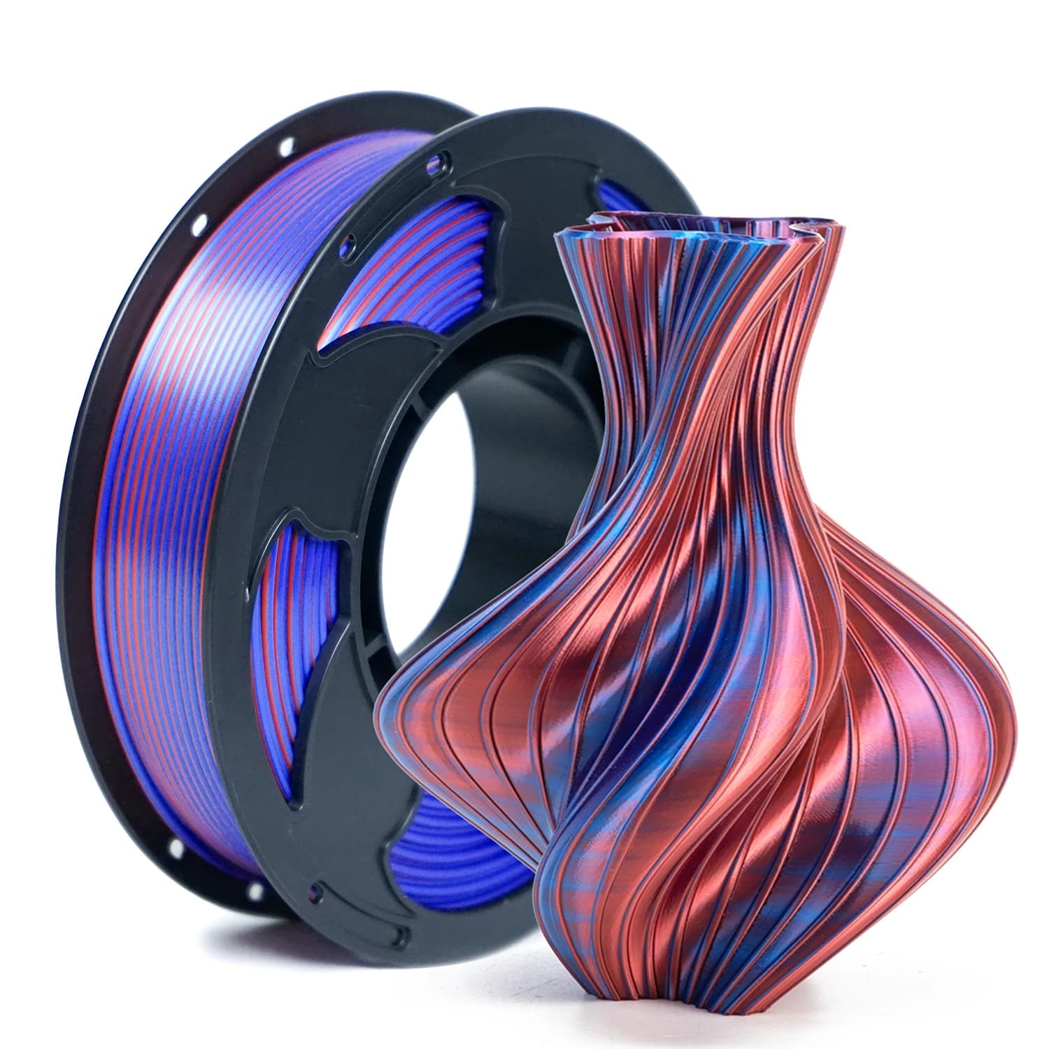 High Speed Silk PLA Filament 1.75mm 0.25kg, Dual & Tri Color Metallic Shiny 3D Printer Material Multicolor Bi-Color Spool