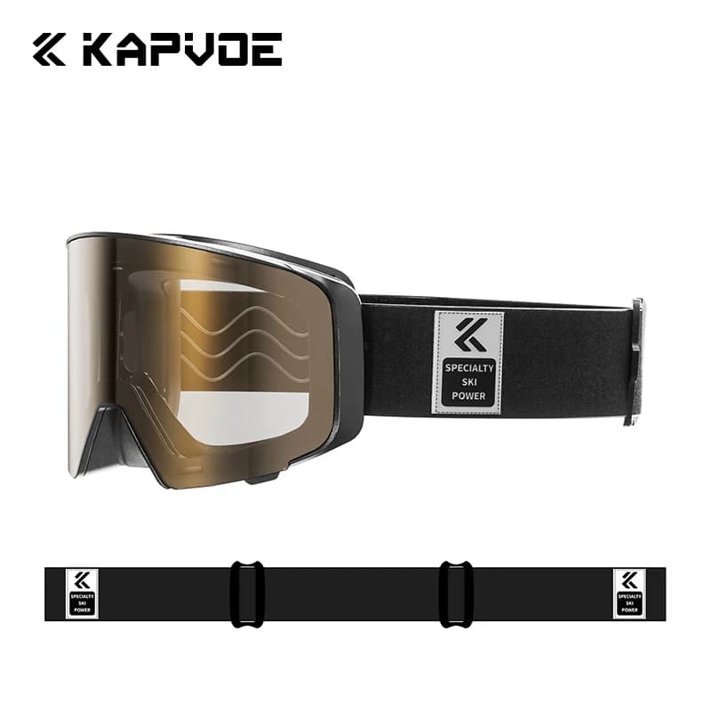 Kapvoe Occhiali da sci fotocromatici invernali Uomo Donna Snowboard Maschera antiappannamento Protezione UV400 Occhiali da neve Occhiali da motoslitta