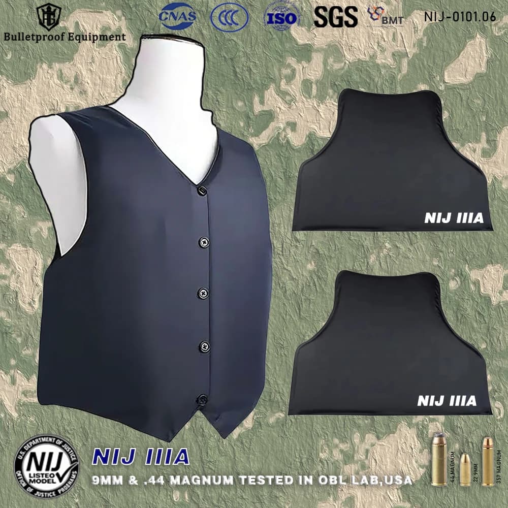Gilet antiproiettile con scollo a V livello NIJ IIIA, gilet tattico per occulazione aziendale, cinghie resistenti al taglio e protezione morbida della strato interno