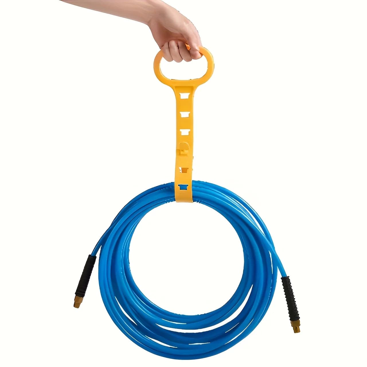 Cinghia portaoggetti in plastica resistente da 17,7" con manico, gancio e fascetta portatile per tubi da giardino, fili, cavi, organizzazione dei cavi
