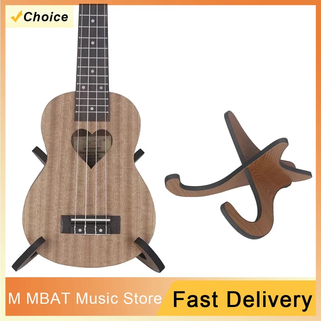 Supporto per chitarra portatile per ukulele Staffa per espositore musicale in legno rimovibile marrone per chitarra basso violino ukulele