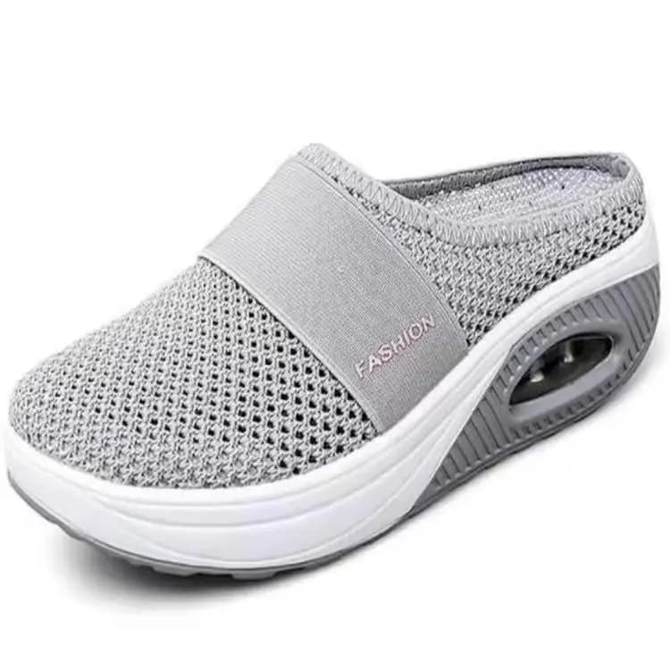 Plus size heelless slipon donna lazy thick air cushion hollow-out mesh traspirante bag head pantofole casual sneakers scarpe singole
