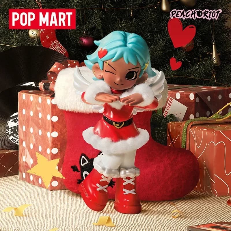 POPMART Lil Peach Riot Little Peach Holiday Suite Series Figurine Blind Box Toys Kawaii Anime Azione a sorpresa Regali di Natale
