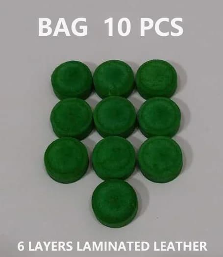 Borsa 10 pezzi 14mm o 12mm Colore verde 6 strati Pool Carom Cue Tip