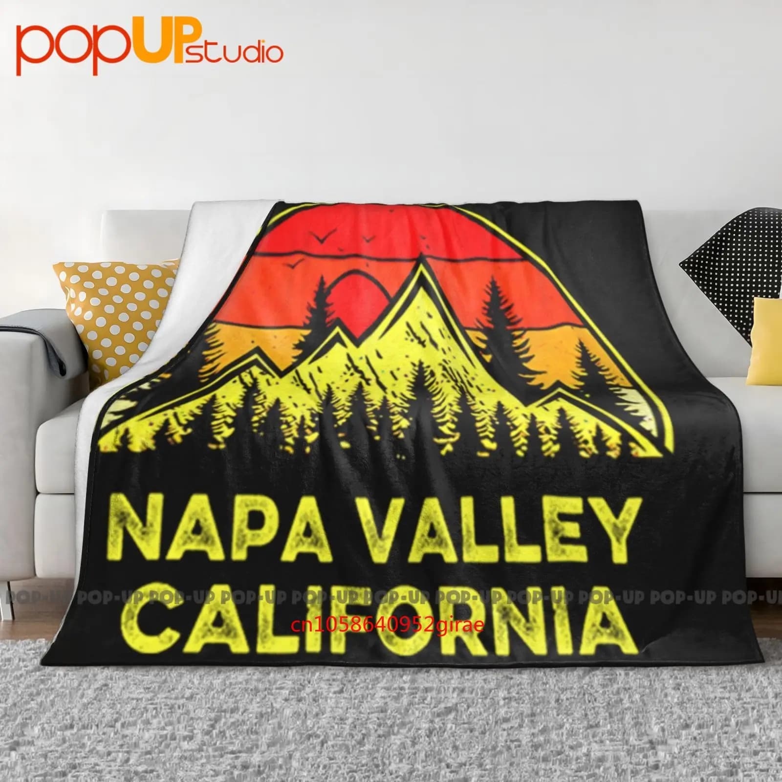 Napa Valley California Ca Mountains Escursionismo Vintage Sunset Coperta ultra morbida Trapunta Copridivano invernale Copriletto
