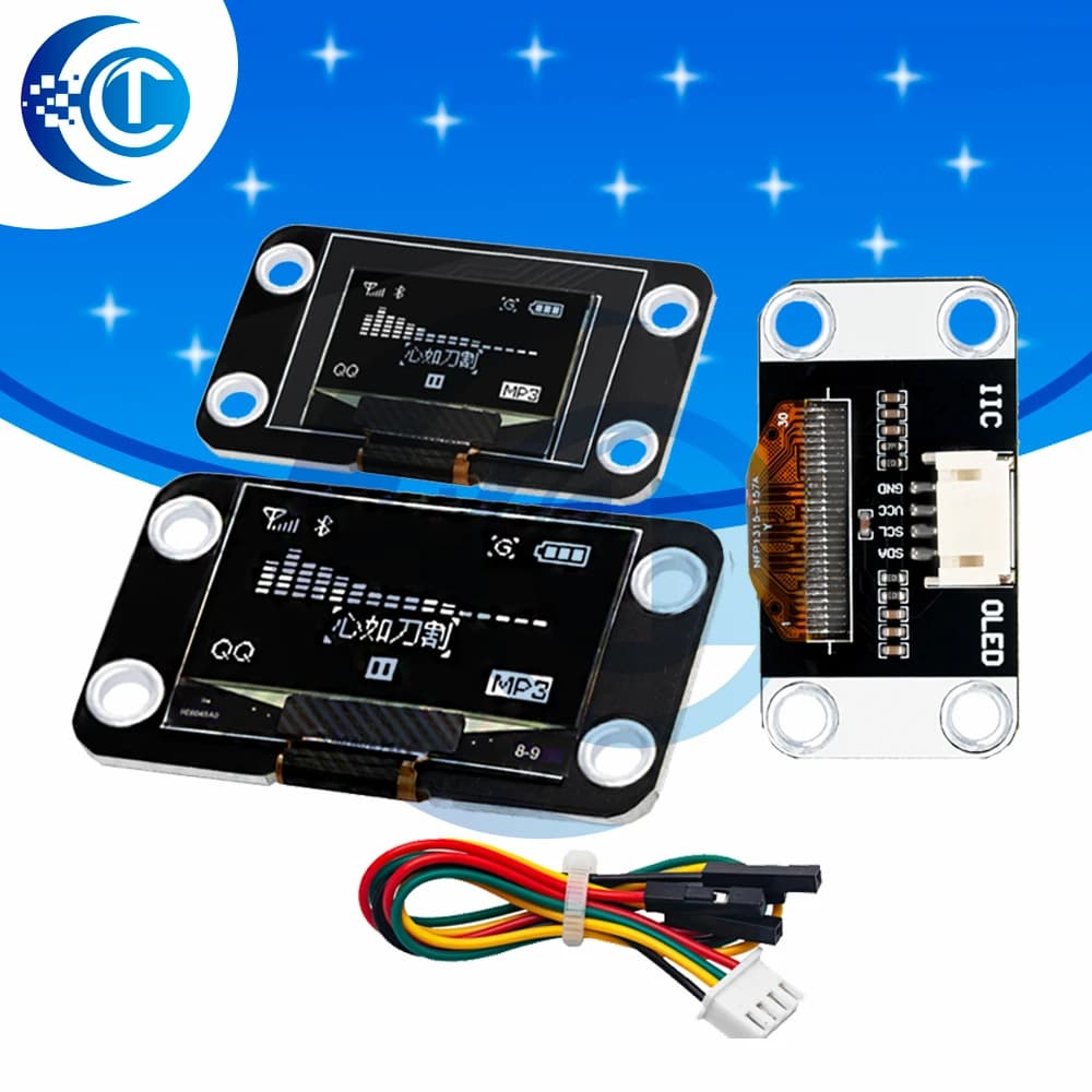 Modulo Display OLED IIC da 0,96 Pollici e 1,3 Pollici 128x64, Schermo Bianco SSD1306 SH1106 con Cavi Compatibile con Arduino
