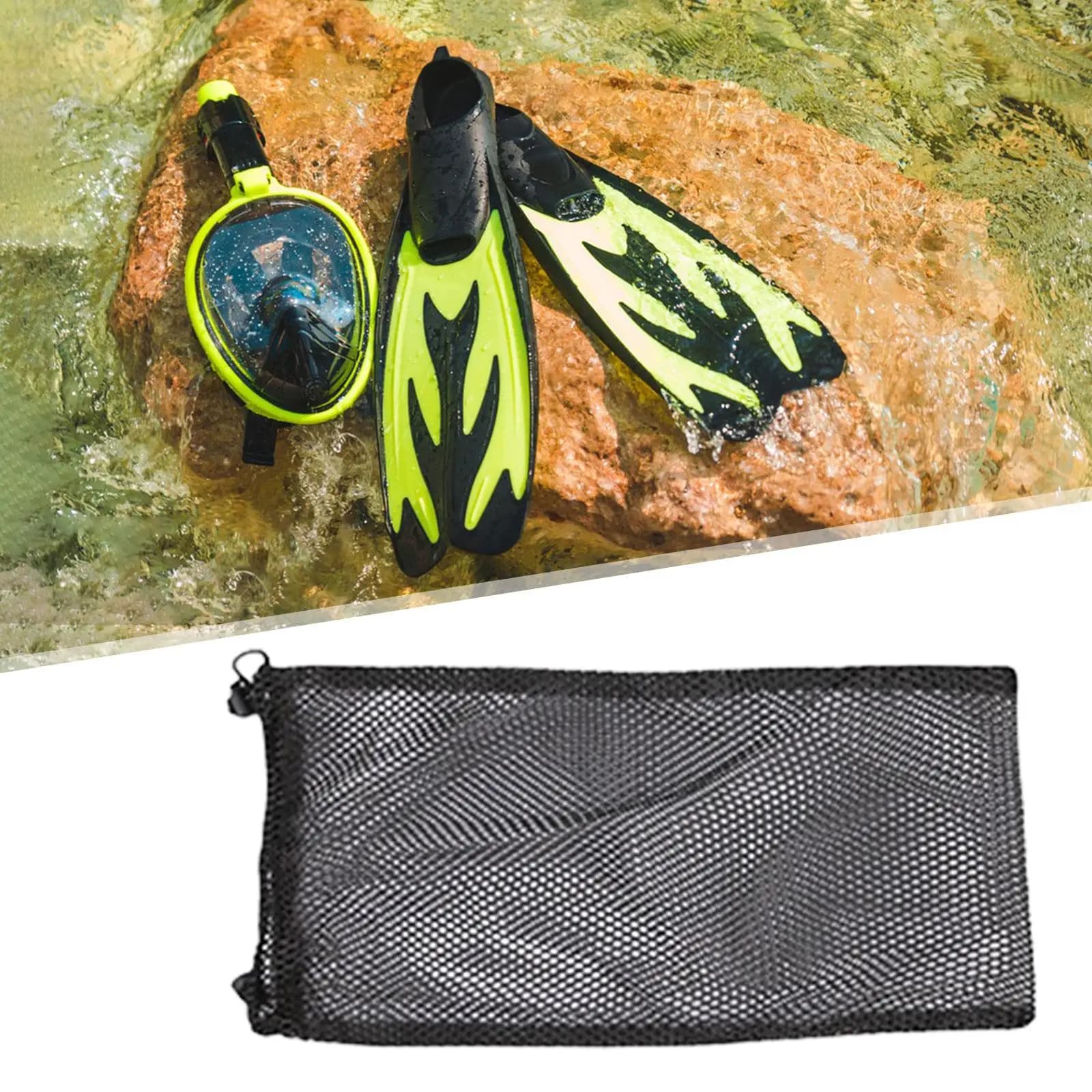 Bag with apnea fins, snorkeling fin case, underwater gear bag, swimming gear organizer