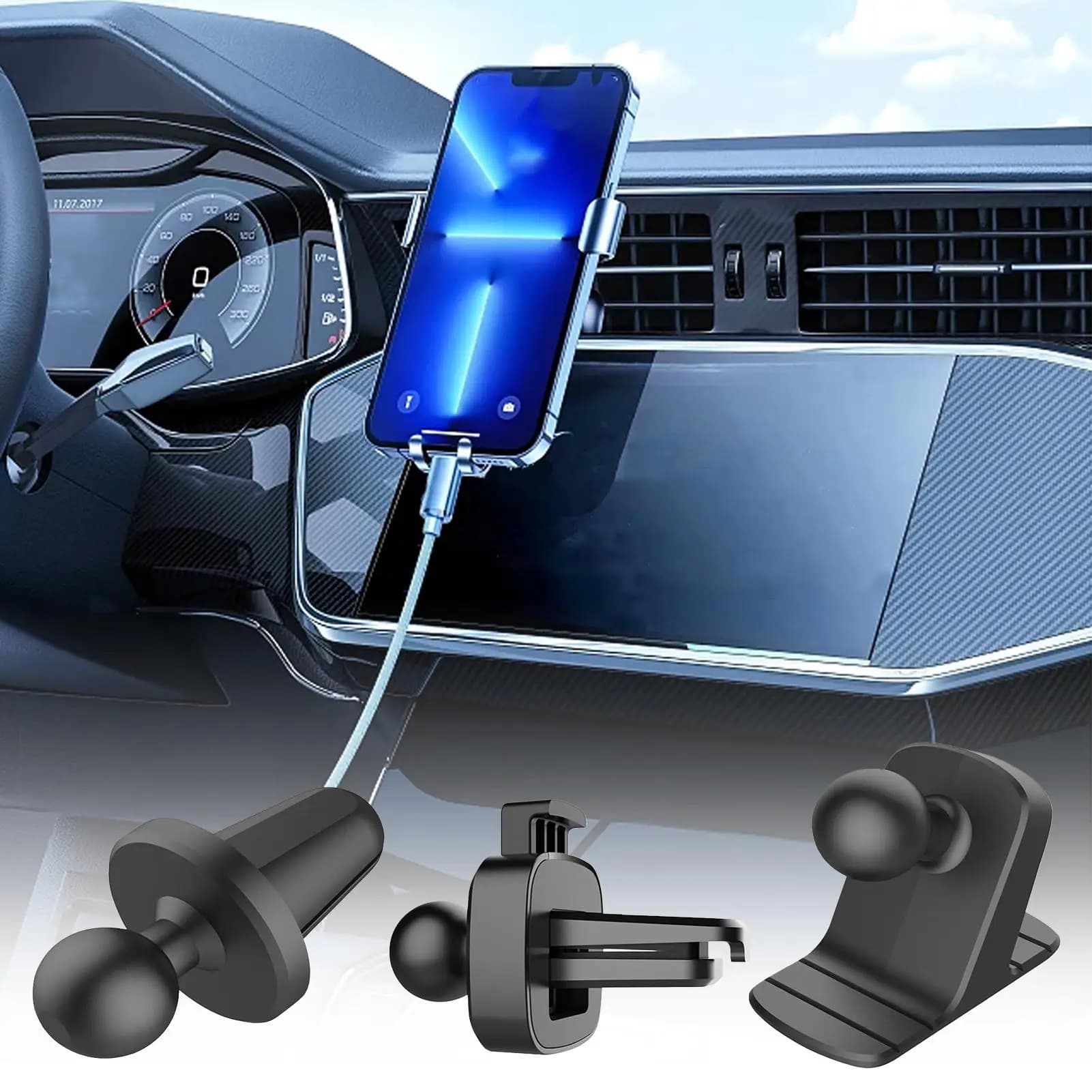 Dashboard Mount Suction Base Press Clip Air Vent Stand Creative car air outlet press clip car phone holder base