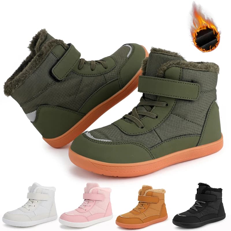 Stivali invernali per ragazzi/ragazze Neve a piedi nudi Outdoor antiscivolo Pelliccia calda Scarpe da ginnastica impermeabili Scarpe da trekking per bambini alte