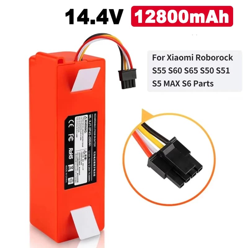 Original Replacement Battery BRR-2P4S-5200D for XIAOMI 1S 1ST Roborock SDJQR01RR Sweeping Mopping Robot Vacuum Cleaner 12800mAh