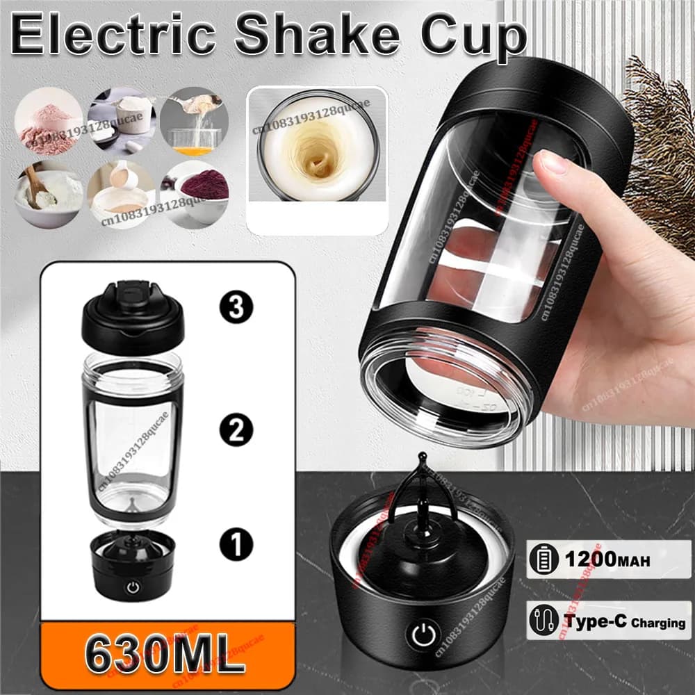 630 ml USB Portable Milk Serum Protein shaker bottle Fully automatic stirring bottle for rechargeable gym Free cocktail mix bottle