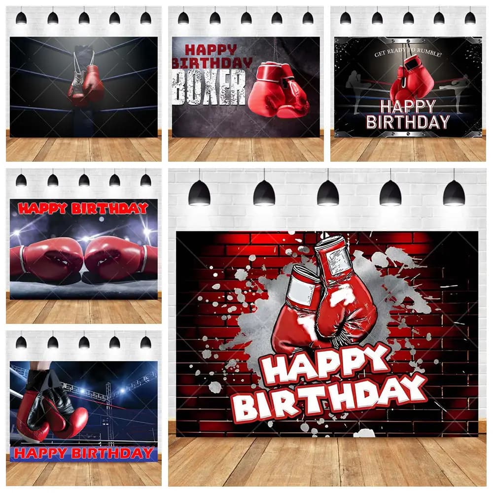 Lotta Sport Boxe Anello Partita Guanti Cool Boy Aldult Kid Festa di compleanno Sfondo Personalizzato Kid Fotografia Poster Decor Sfondo