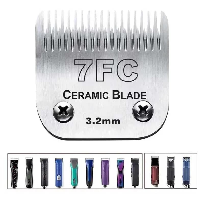 7FC Detachable Pet Dog Clipper Blades Compatible With For Most Andis, Oster A5, Wahl km Clippers, Ceramic &Carbon Steel Blade