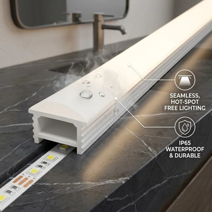 WS2811 WS2812B IP65 Waterproof Recessed White Silicone Tube LED Neon Light Flexible Rope Channel Diffuser for SMD/COB LED Strip