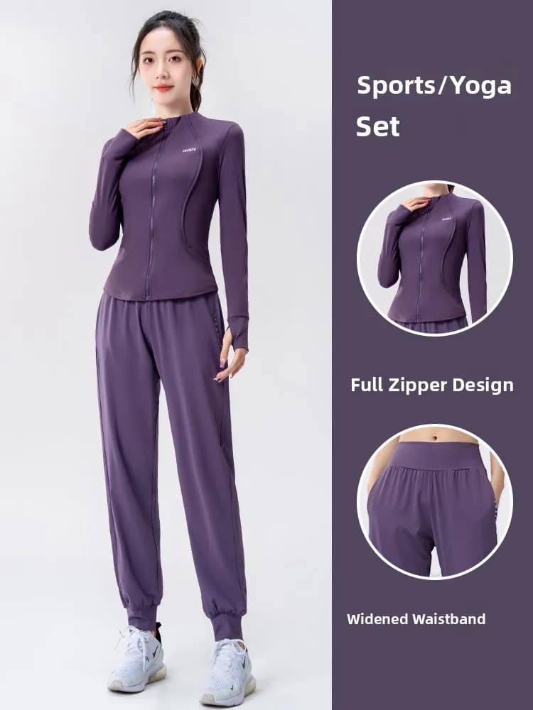 Women's Running Sport Suit Long Sleeve Marathon Training Clothes Quick Dry Fitness Jacket Jump Rope Set Autumn Seasonal Wear