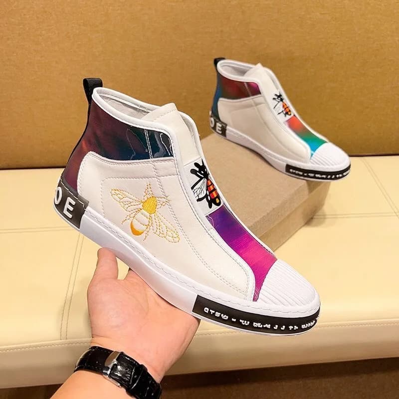 Scarpe sportive da esterno alte da uomo in vera pelle Scarpe da ginnastica con lacci alla moda di lusso Scarpe da corsa