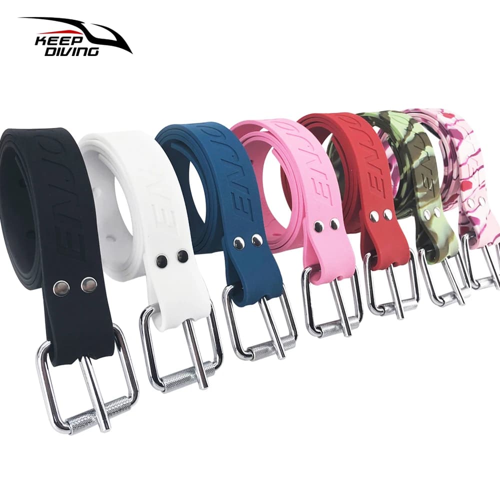 1 pcs 1.3 M ~ 1.5 M Silicone Gel Rubber Belt With Steel Buckle Apnea ScubaDiving BCD Accessories