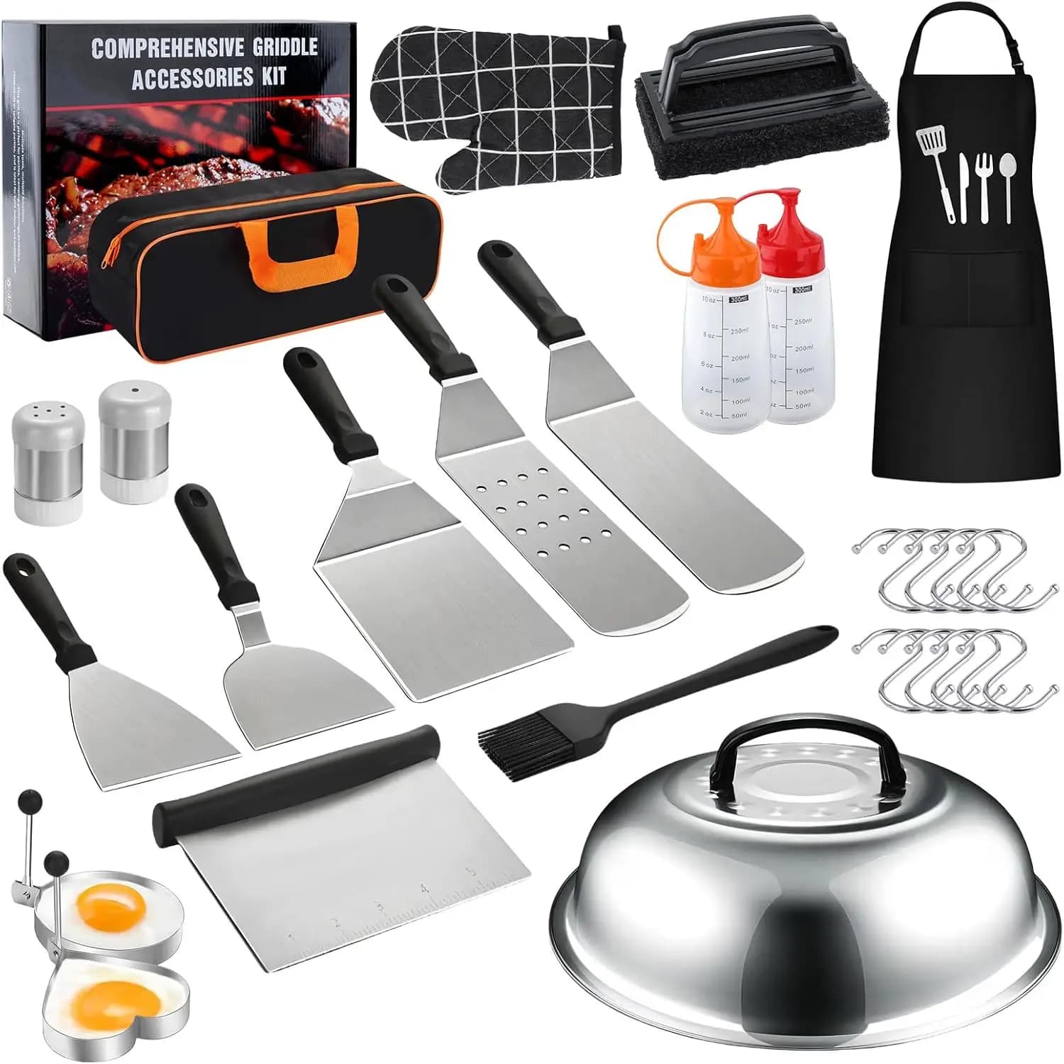Set of 18 Stainless Steel Tools for Grill, Ideal for Open Barbecue, Camping and Kitchen