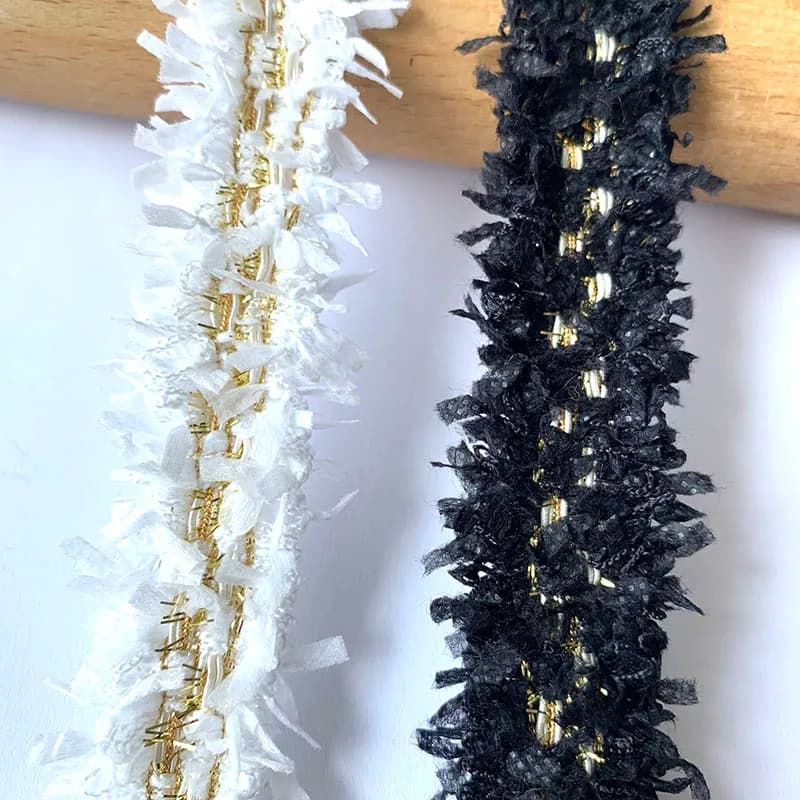200cm/78.74in Each Pack White Black Lace Trims Handmade DIY Sewing Flower Accessory Ribbons Hat Dress Curtain Ribbons Decoration