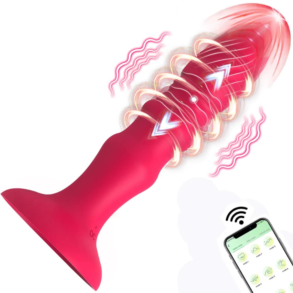 Plug Anale in Silicone con Controllo Remoto APP, Massaggiatore Prostatico a Espansione Automatica, Vibratore con Perline Anali, Giocattoli per Masturbazione
