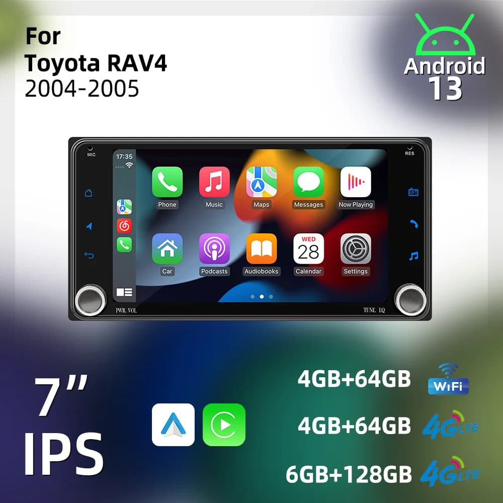 Auto Multimedia Radio 2Din Wireless Carplay Android per Toyota RAV4 RAV 4 2004-2005 7 "Schermo Stereo GPS BT WIFI Navigazione