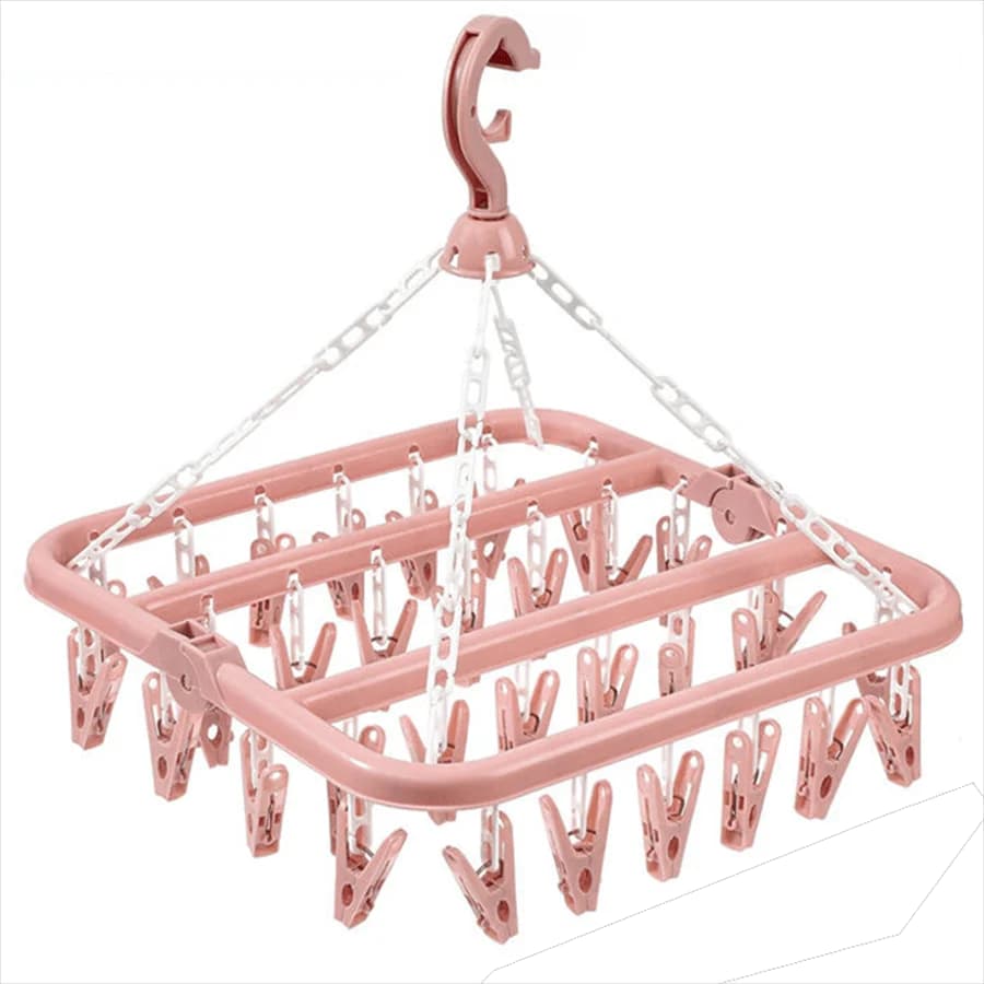 Stendibiancheria con 32 clip e gancio pieghevole, stendibiancheria in plastica per vestiti, biancheria intima, calzini, regalo perfetto per San Valentino.