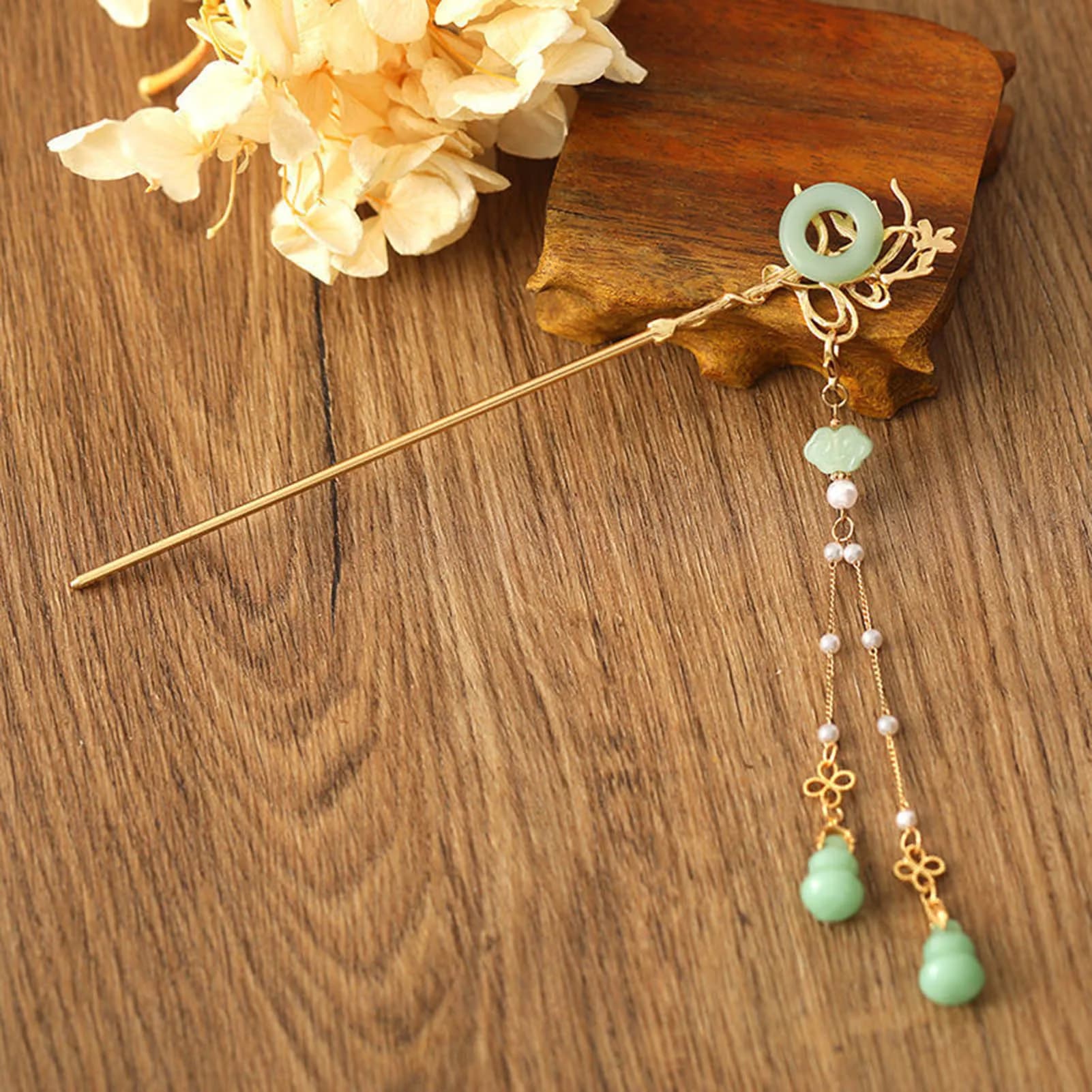 China Style Glass Hair Fork for Women Elegant Concentric Buckle with tassel Hair Stick Required Metal Jewelry Hair Accessories 18 cm