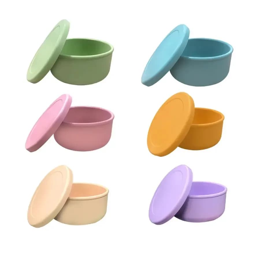 Contenitore per Alimenti in Silicone da 650ML e 250ML, Scatola per Pranzo, Contenitore per Conservazione in Frigorifero, Adatto al Microonde, Stoviglie per Bambini, con Coperchio