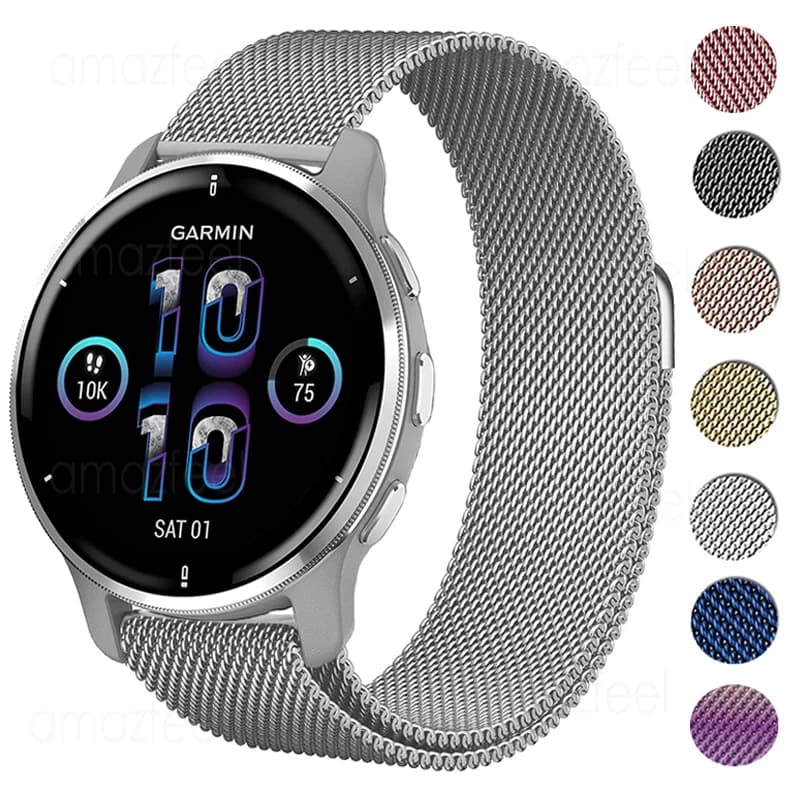 20mm Strap For Garmin Venu 2 Plus Smart Watch Stainless Steel Magnetic Loop Metal Bracelet For Garmin Venu Sq 2 Music Wrist Band